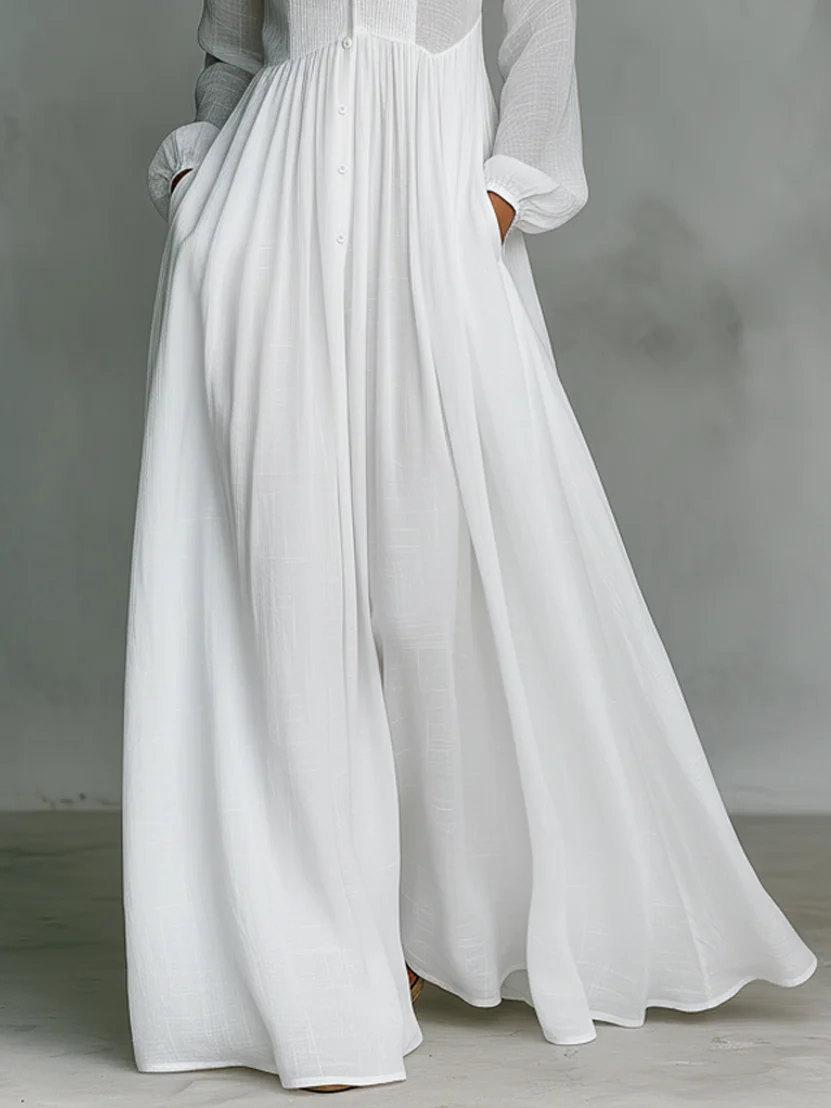 Léonie™ | Minimalistisches Maxikleid mit Stehkragen