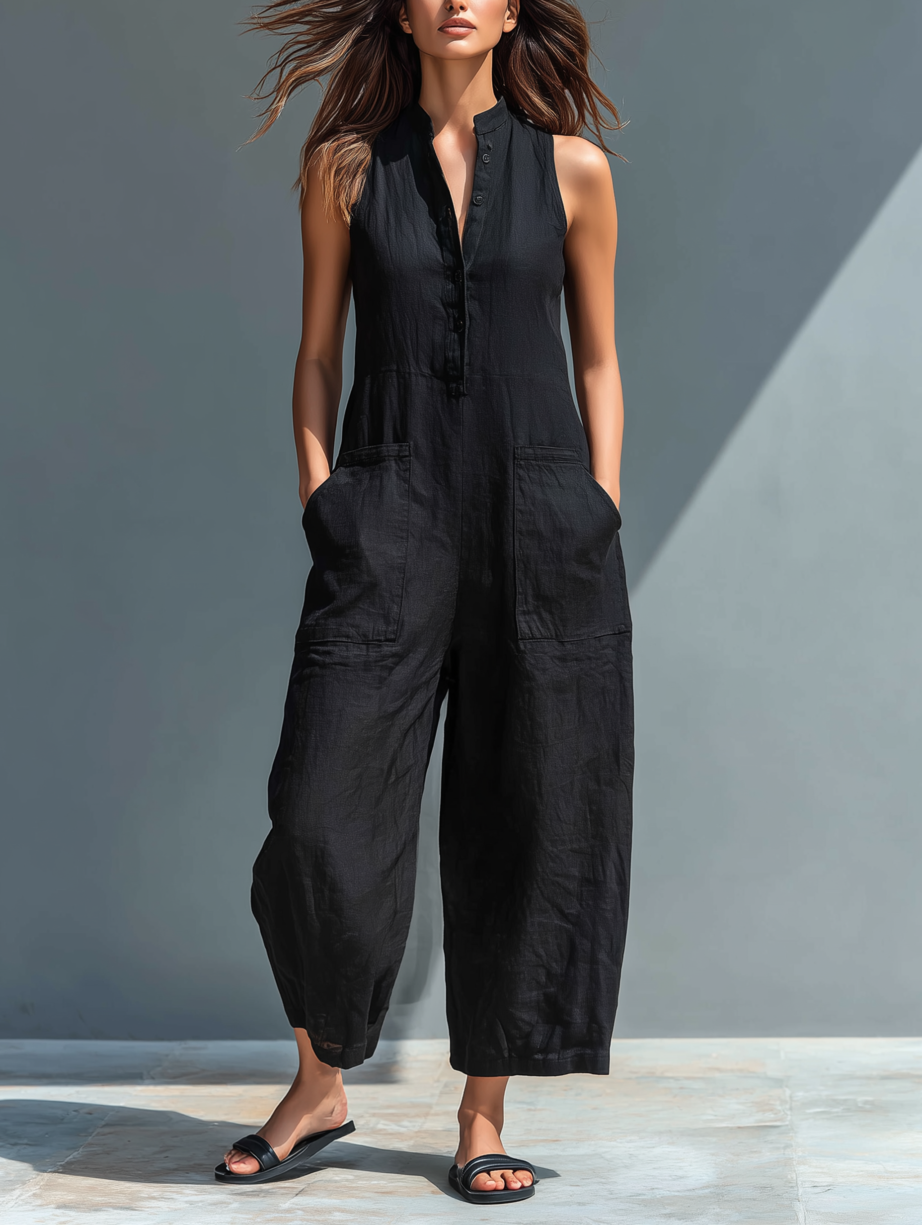 Adele | Langer, locker sitzender Jumpsuit mit Taschen
