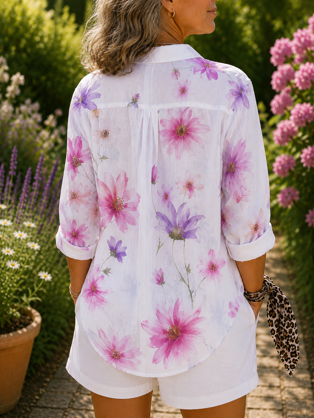 Alice | Kunstvolle, farbenfrohe Bluse mit Knopfleiste