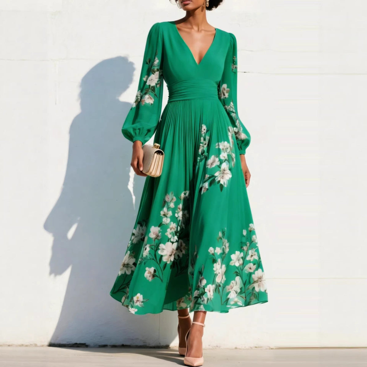 Emmeline | Midikleid mit Puffärmeln