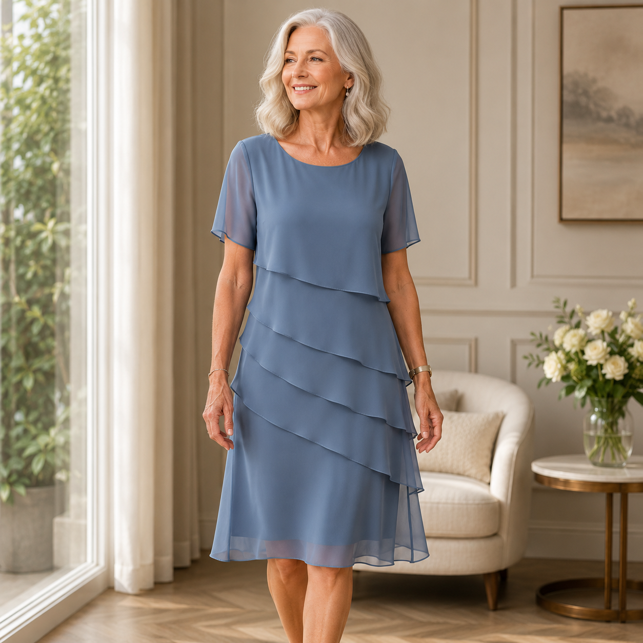 Linda | Elegantes Komfort-Rüschenkleid