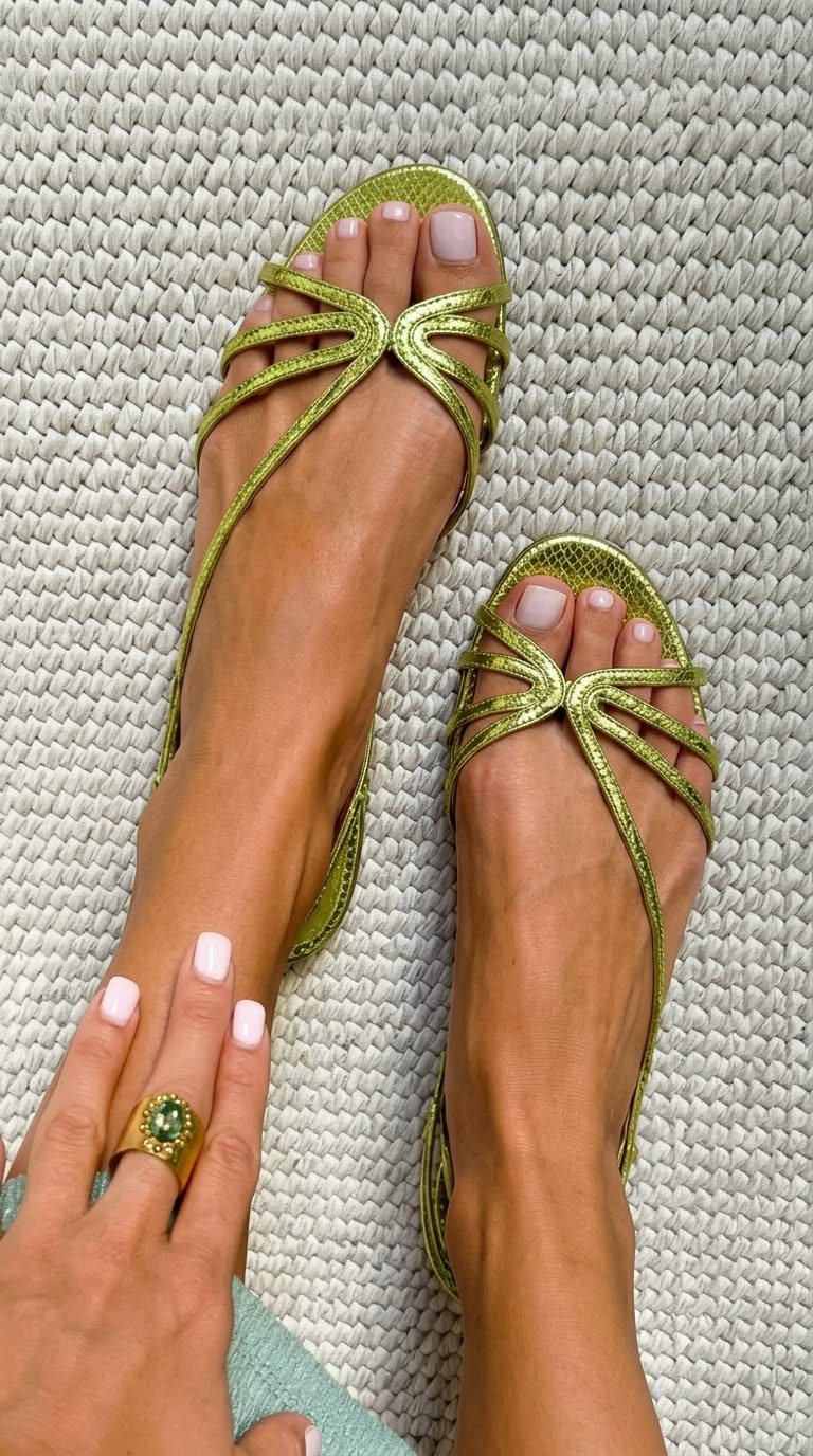 Sandalen mit Riemchen in Metallic-Optik