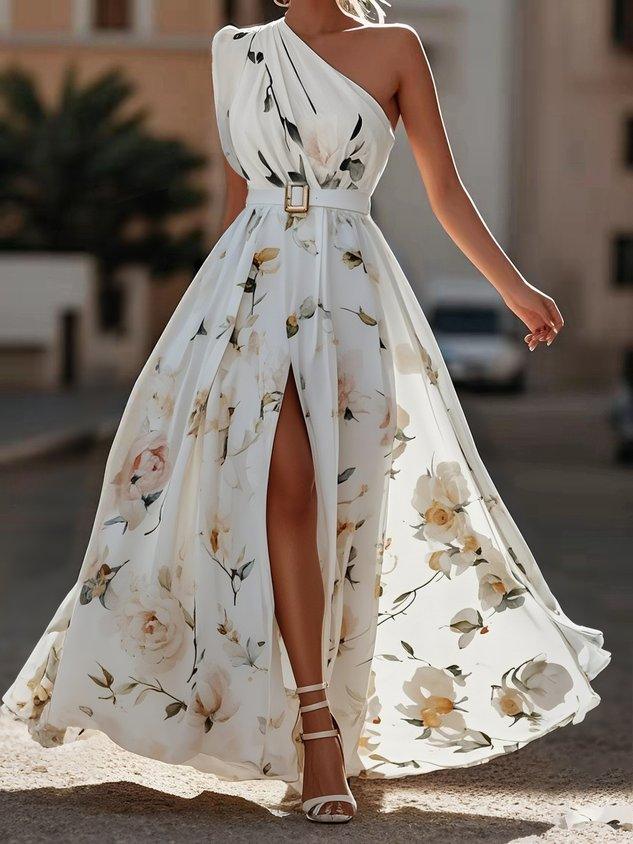 Julie | Chiffon Floral Chiffon Grün Chiffon Maxikleid