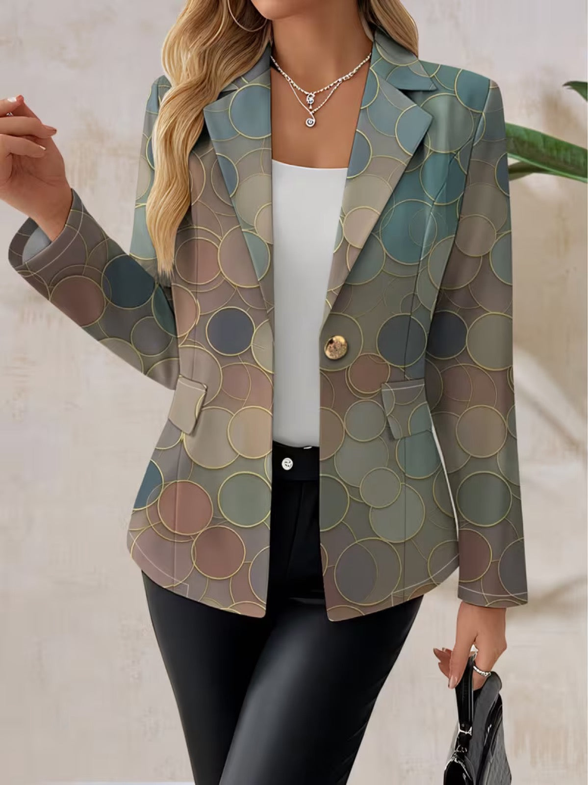 Theodora | Taillierter Blazer mit Kreisprint