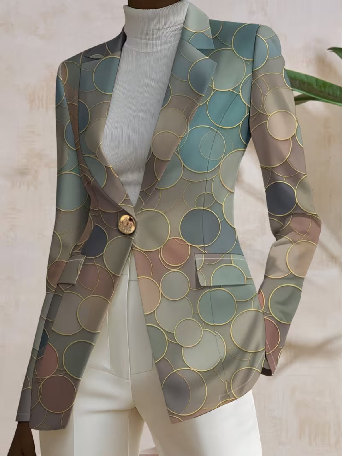 Theodora | Taillierter Blazer mit Kreisprint
