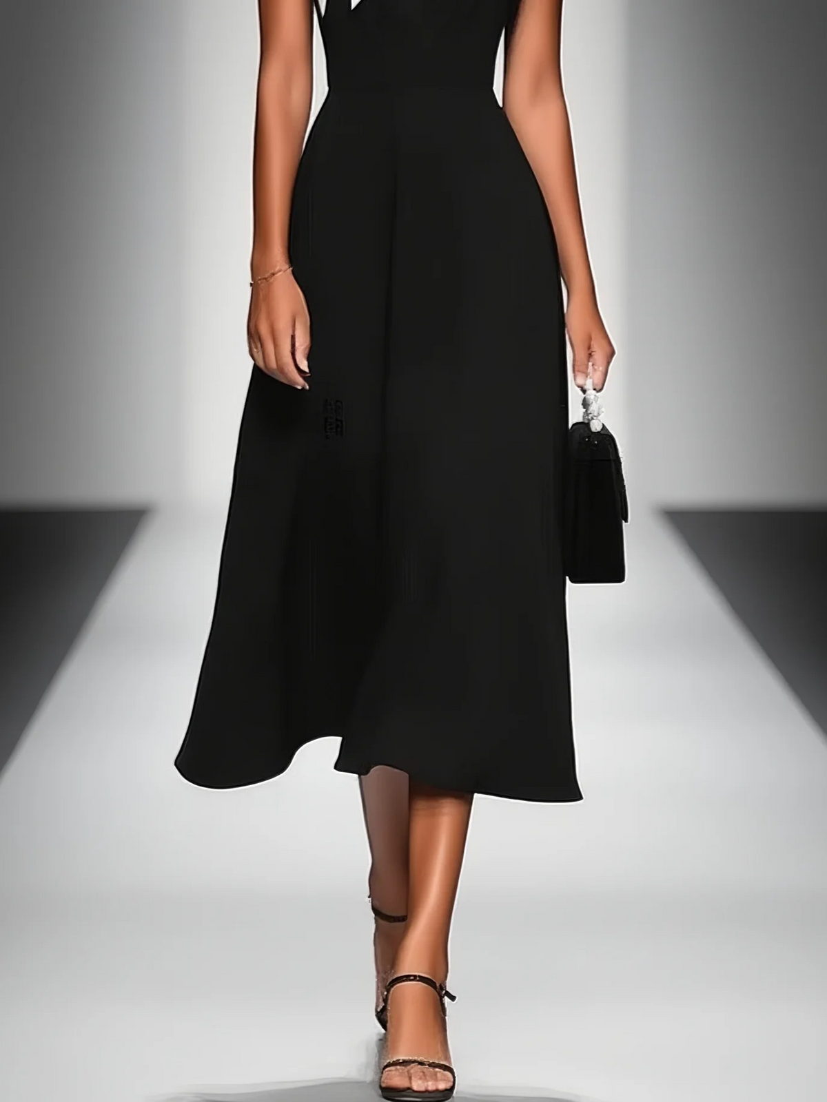 Ariane | Midikleid mit Karree-Ausschnitt und Colorblock-Ärmeln