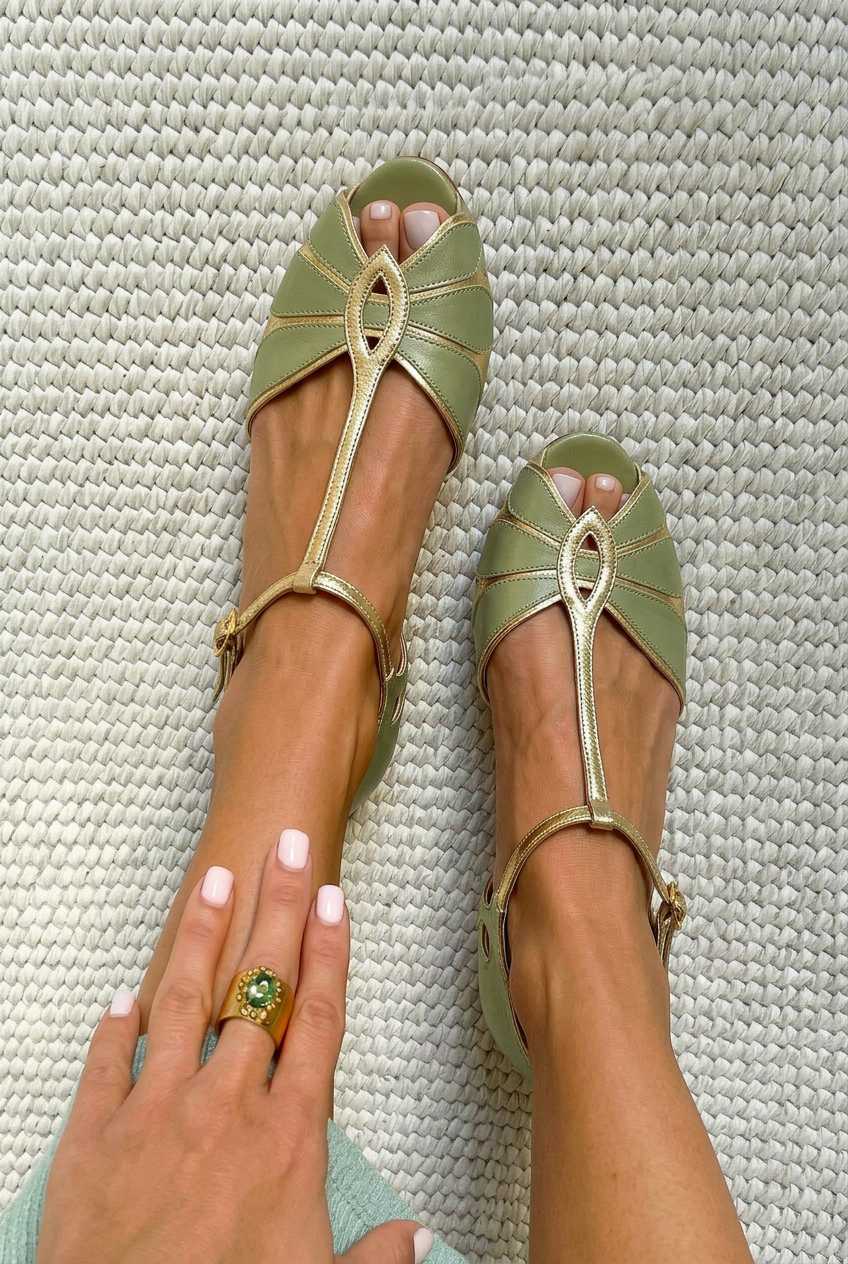 Peep-Toe-Schuhe mit Blockabsatz, Cut-outs und T-Riemen