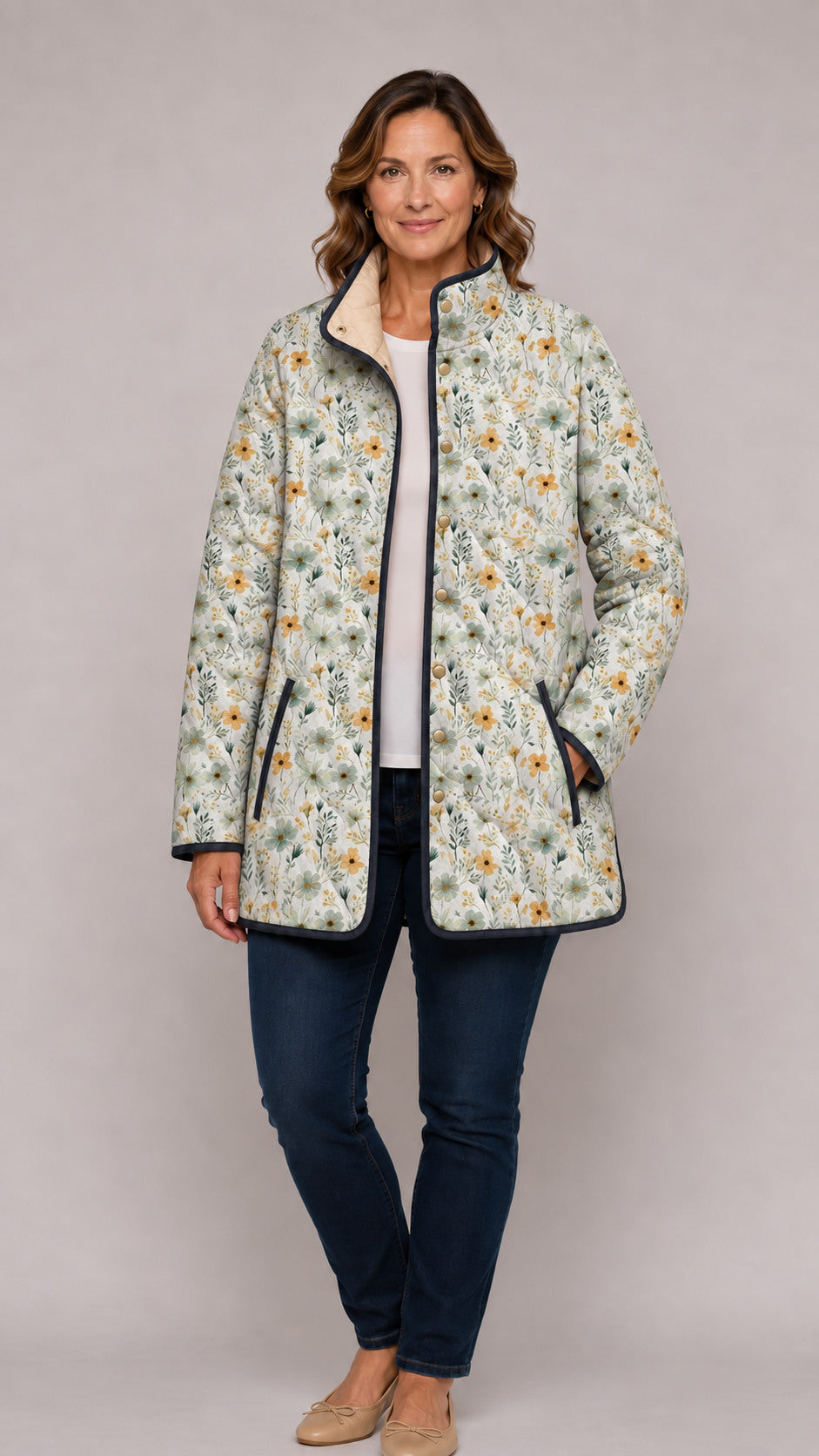 Nola | Bezaubernde Steppjacke mit Blumenmuster