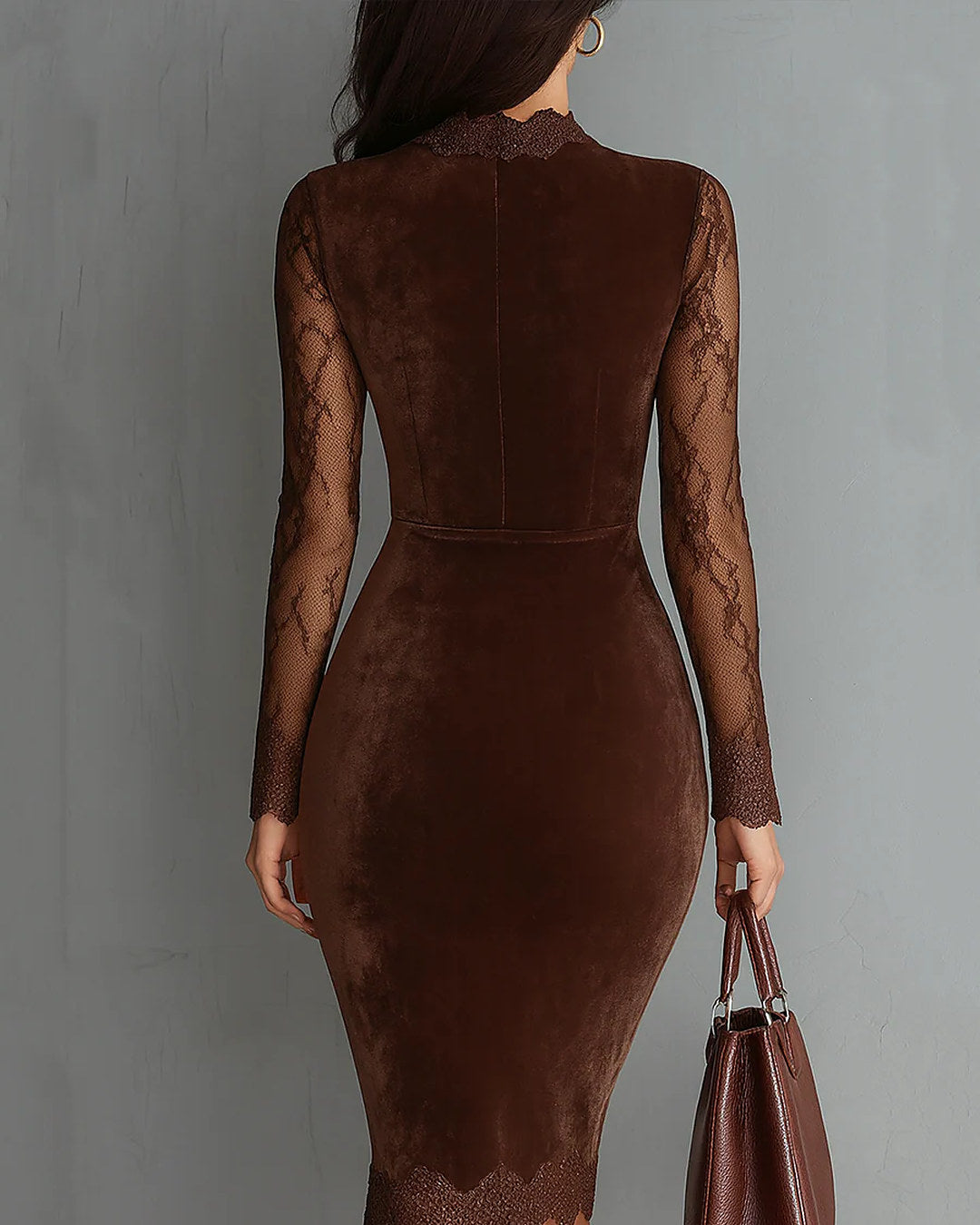 Aurélia | Mini-Kleid aus Samt mit Spitzenärmeln
