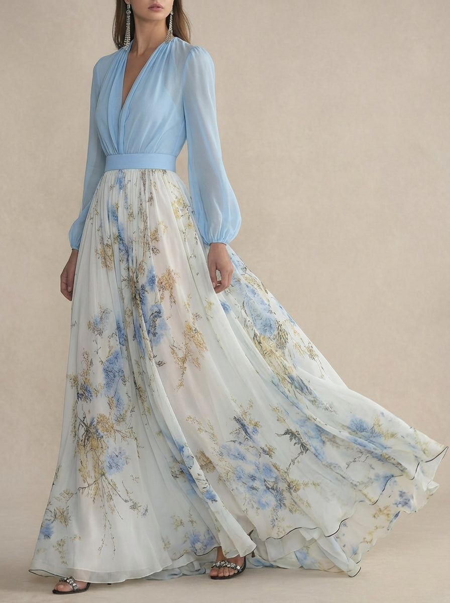 Cecelia | Maxikleid aus Chiffon mit Blumenmuster