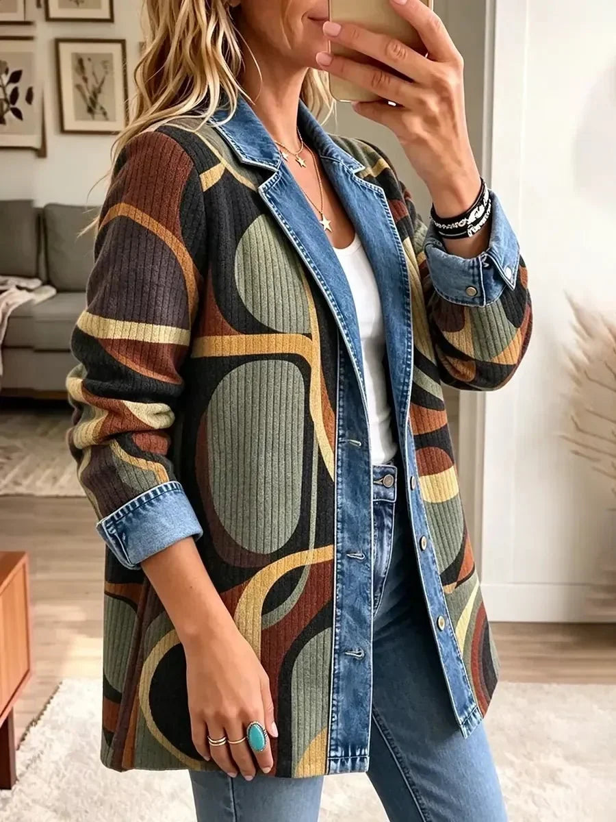 Avery | Vintage Denimjacke mit abstraktem Muster