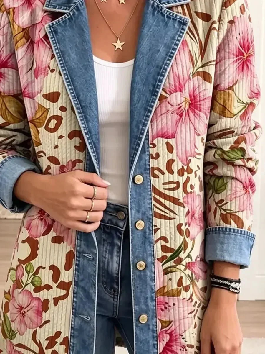 Luna | Retro-Jacke mit floralem Leopardenmuster