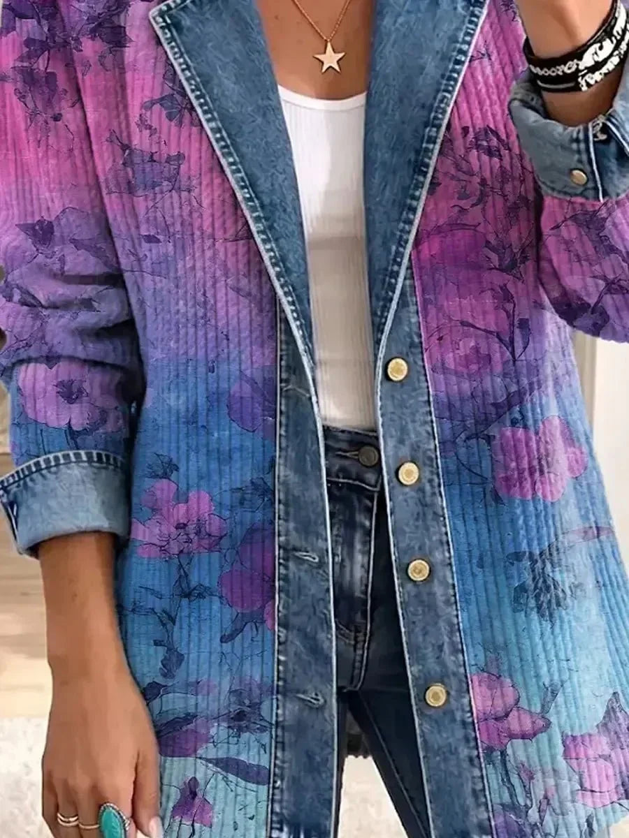 Evelyn | Stilvolle Retro-Jacke mit kunstvollem Blumenmuster