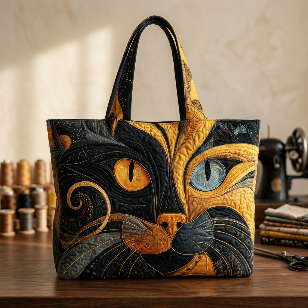 Handgefertigte Tasche mit Katzenmotiv