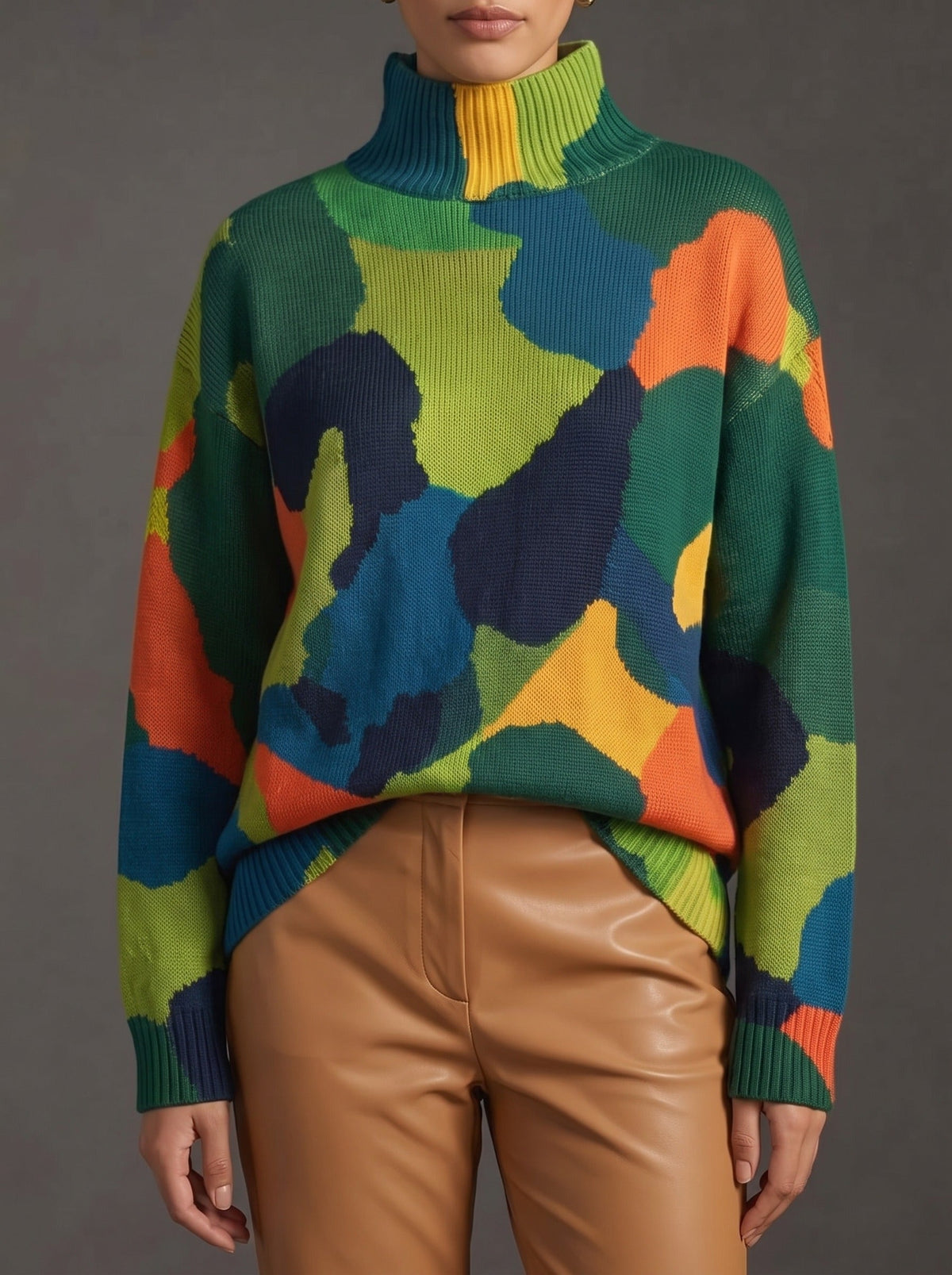 Rennick™ | Abstrakter Colorblock-Rollkragenpullover