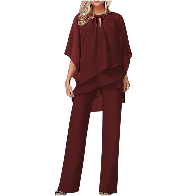 Jeannine | Set mit asymmetrischer Lagenbluse und weiter Hose