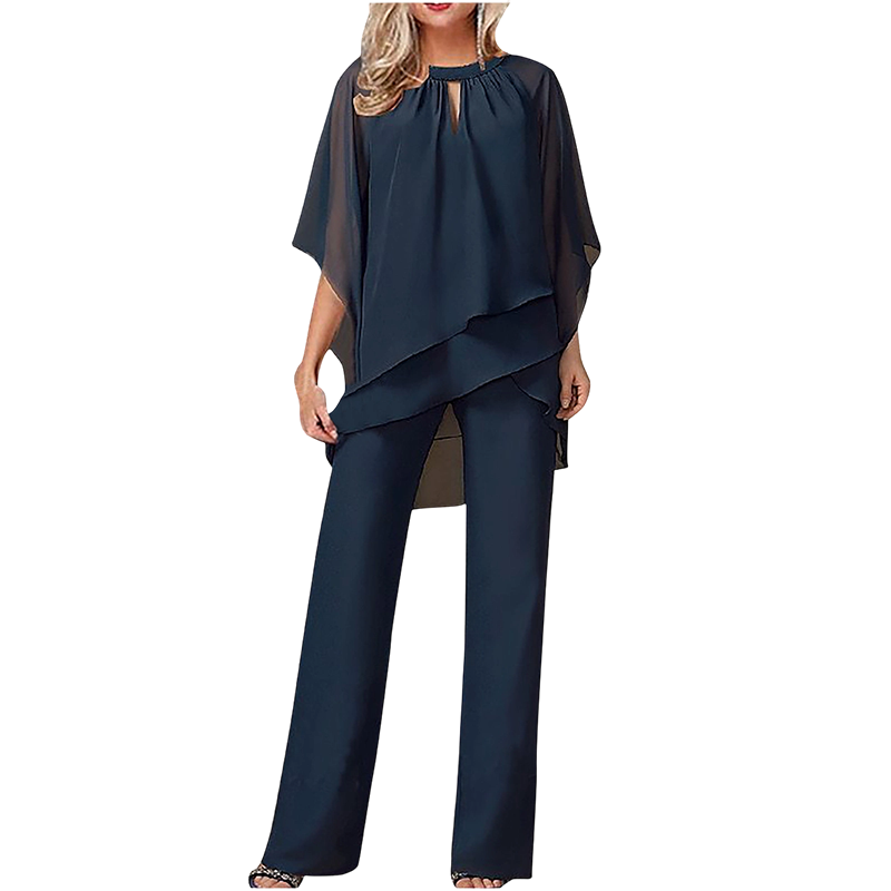 Jeannine | Set mit asymmetrischer Lagenbluse und weiter Hose