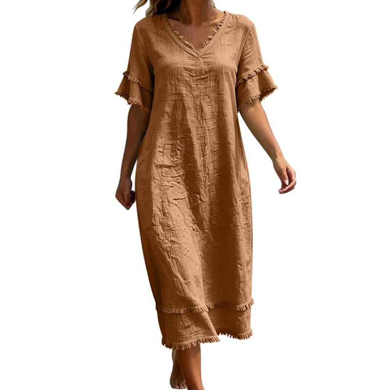 Rosa – Leichtes Strandkleid mit Rüschendetails