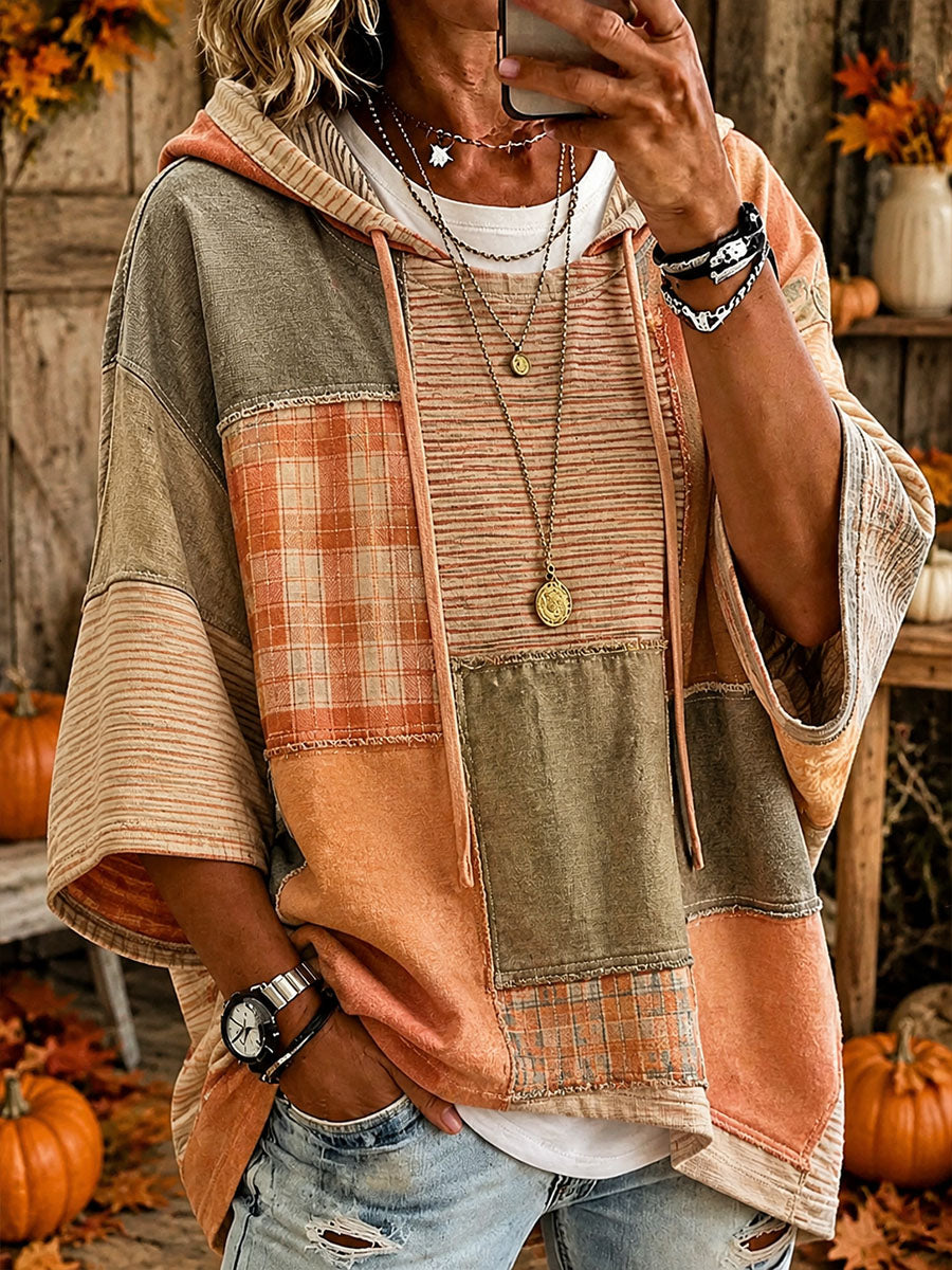 Cristina | Oversize-Hoodie mit herbstlichem Patchwork