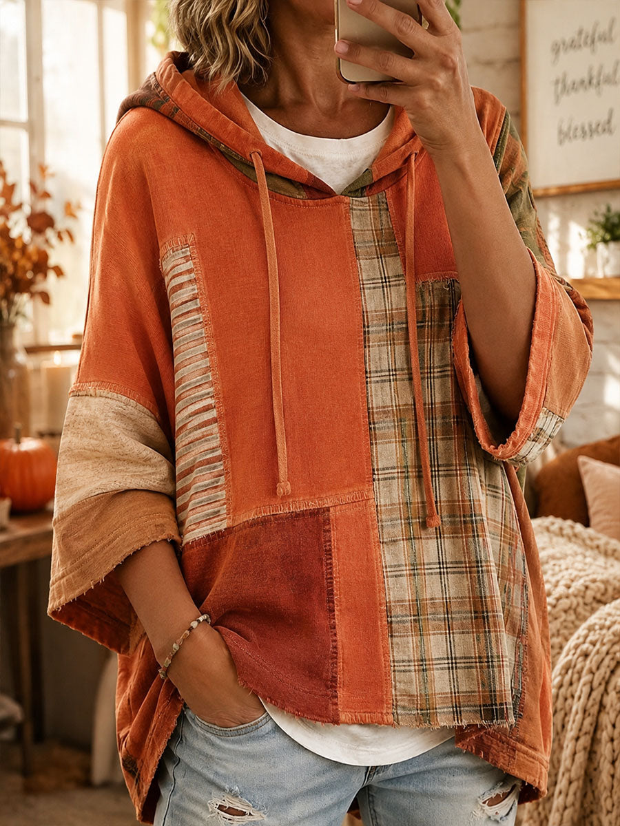 Carmen | Oversize-Hoodie mit herbstlichem Patchwork