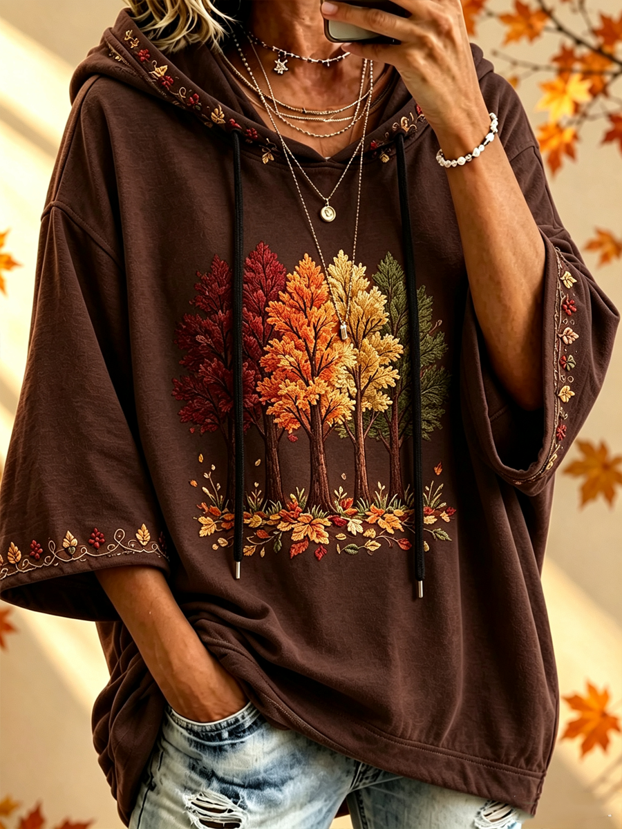 Maria | Oversize-Hoodie mit herbstlichem Print