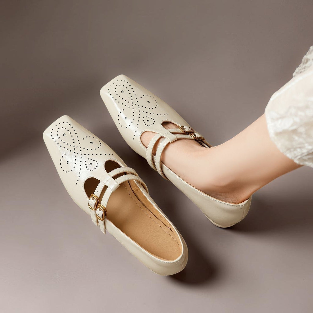 Rikke | Elegante Mary-Jane-Schuhe aus Leder mit Doppelriemen