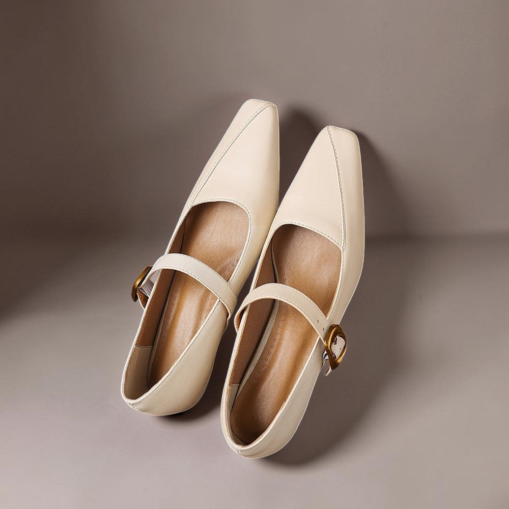 Grethe | Mary-Jane-Schuhe mit goldfarbener Schnalle