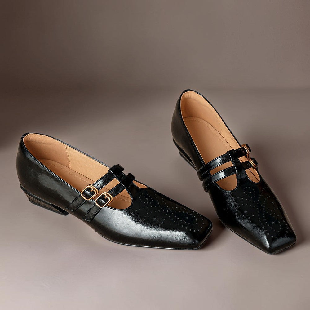 Rikke | Elegante Mary-Jane-Schuhe aus Leder mit Doppelriemen
