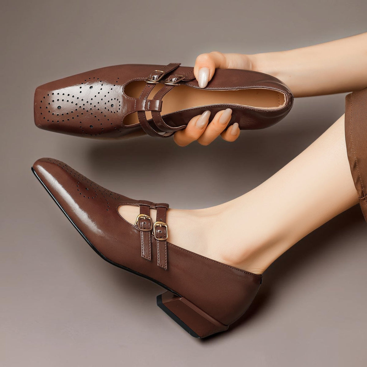 Rikke | Elegante Mary-Jane-Schuhe aus Leder mit Doppelriemen