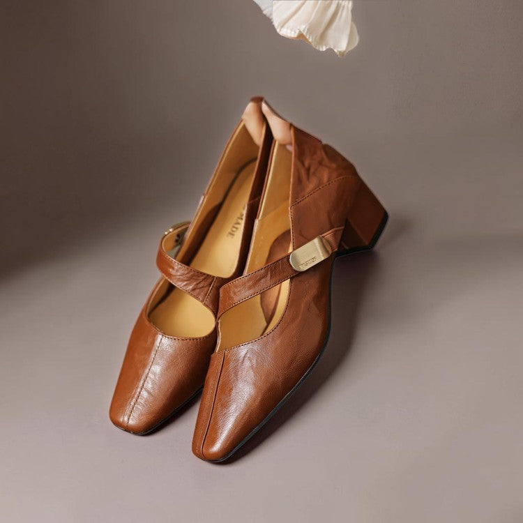 Else | Elegante Mary-Jane-Schuhe mit goldfarbener Schnalle