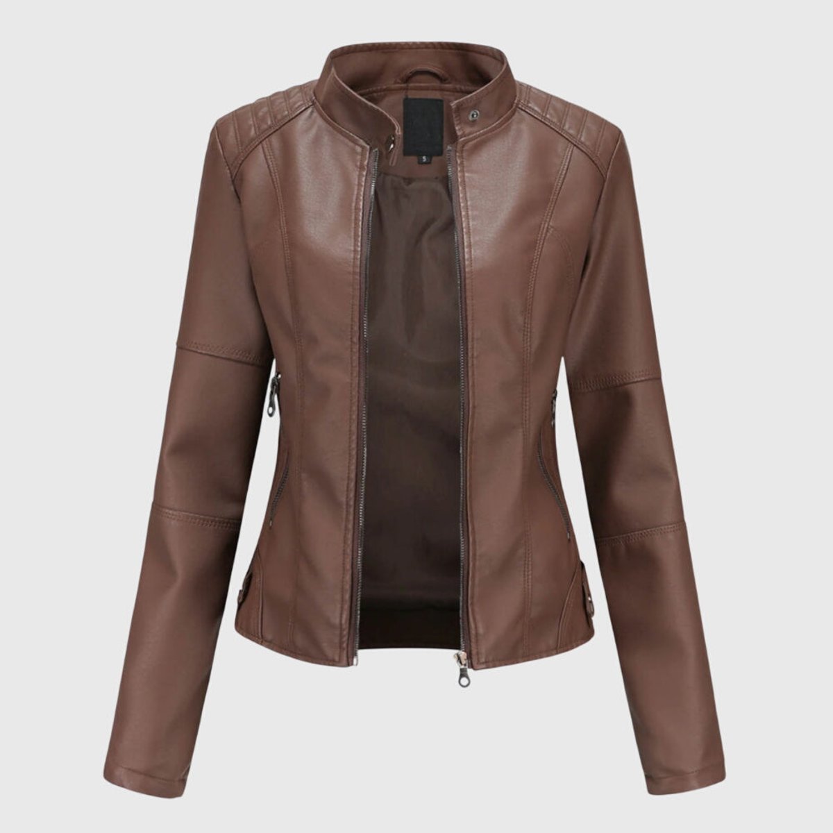 Miranda | Figurbetonte Bikerjacke mit Stehkragen und Reißverschluss