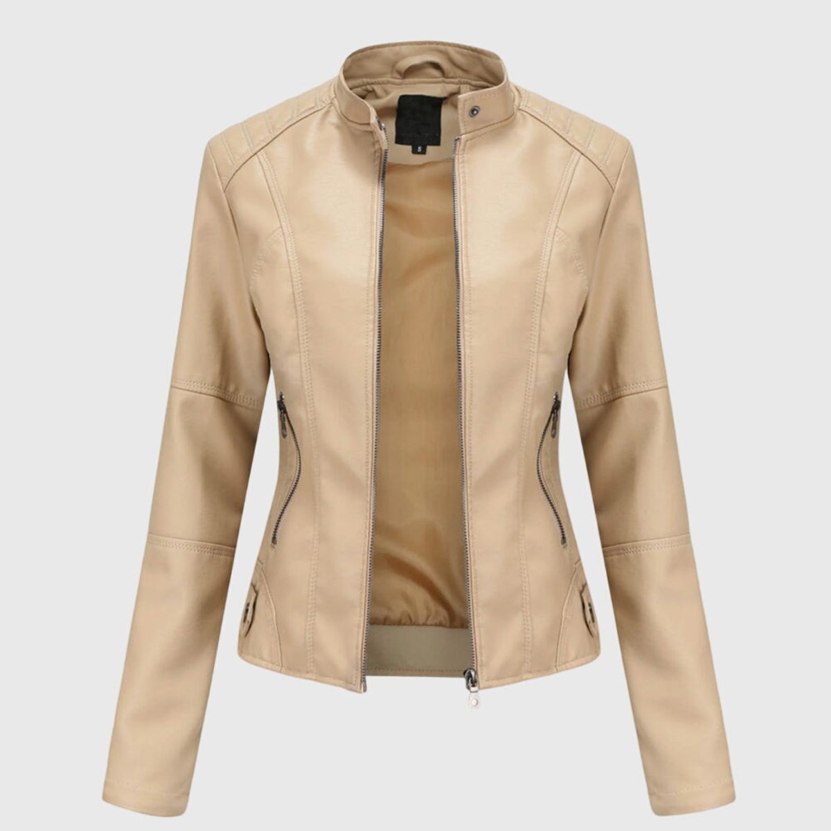 Miranda | Figurbetonte Bikerjacke mit Stehkragen und Reißverschluss