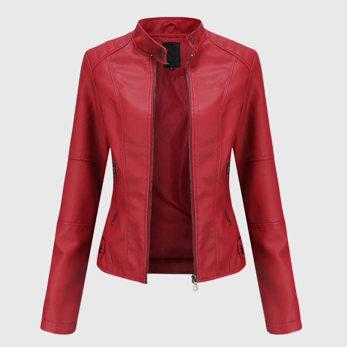 Miranda | Figurbetonte Bikerjacke mit Stehkragen und Reißverschluss