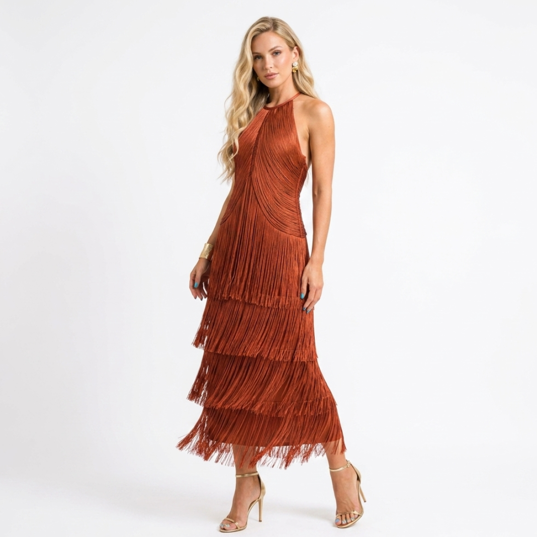 Saffron | Langärmeliges Midikleid