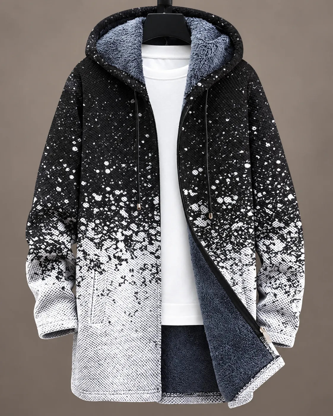 Celeste Monochrome Gesprenkelte Kapuzenjacke