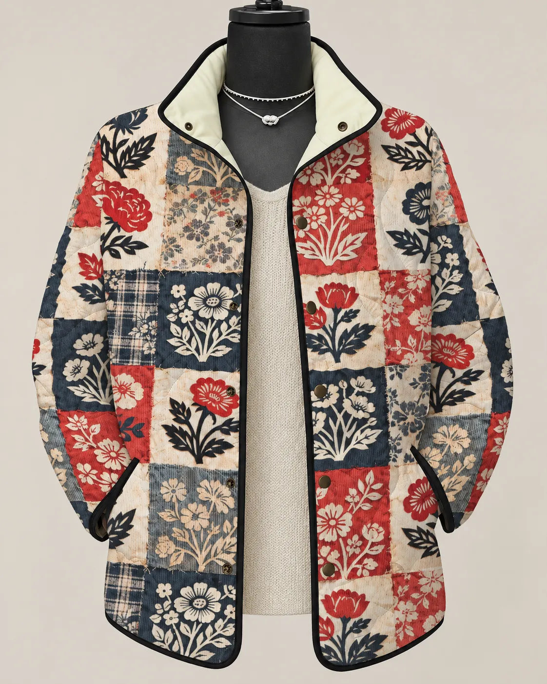 Adelaide | Gesteppte Patchwork-Jacke mit Heritage-Blumenmuster