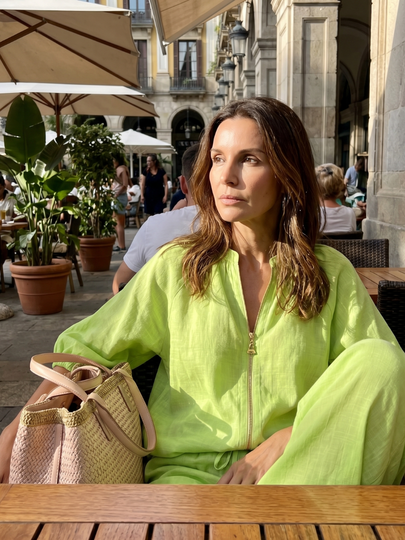 Natalia | Blouson-Top mit Reissverschluss und Hose mit weitem Bein