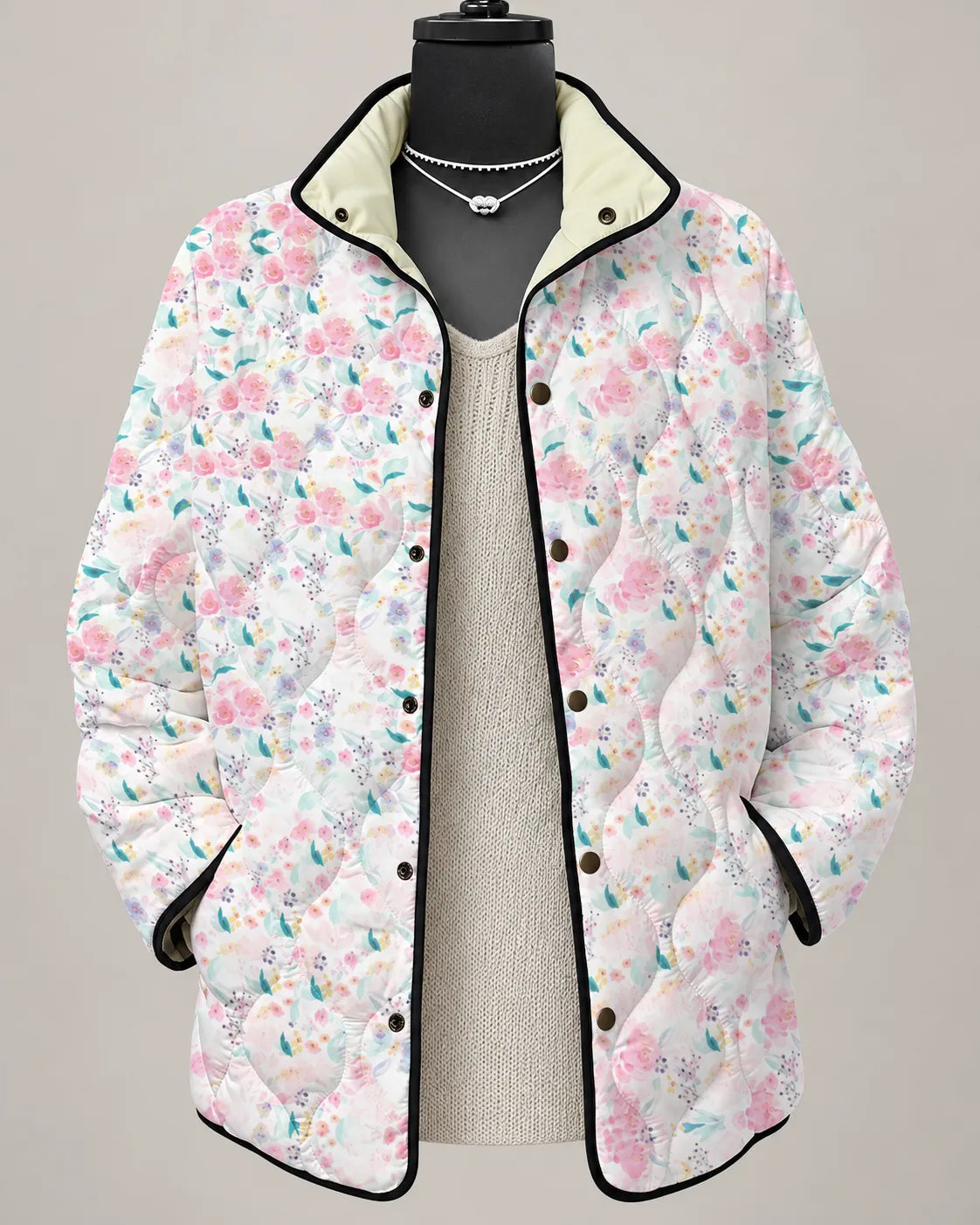 Eliana Gesteppte Jacke mit zartem Gartenblumen-Print