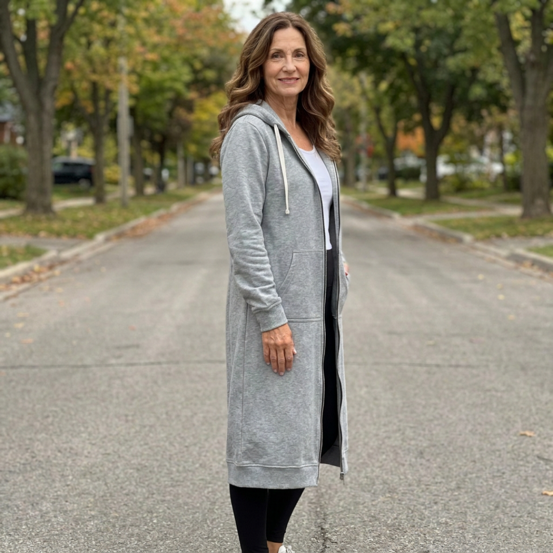 Mila – Langer Cardigan mit Reißverschluss