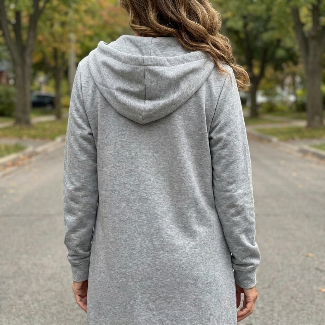 Mila – Langer Cardigan mit Reißverschluss