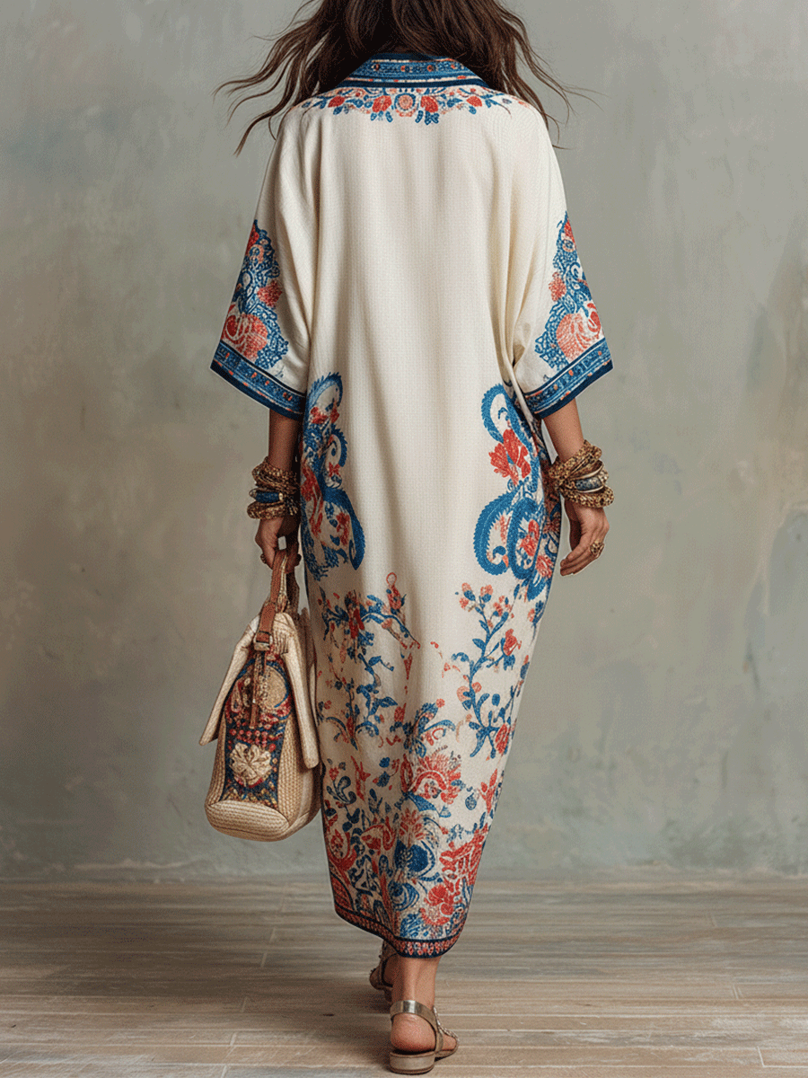 Ava – Midi-Kaftankleid mit Paisley-Muster