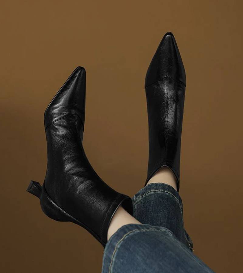 Charlotte-May | Lederstiefeletten mit Absatz