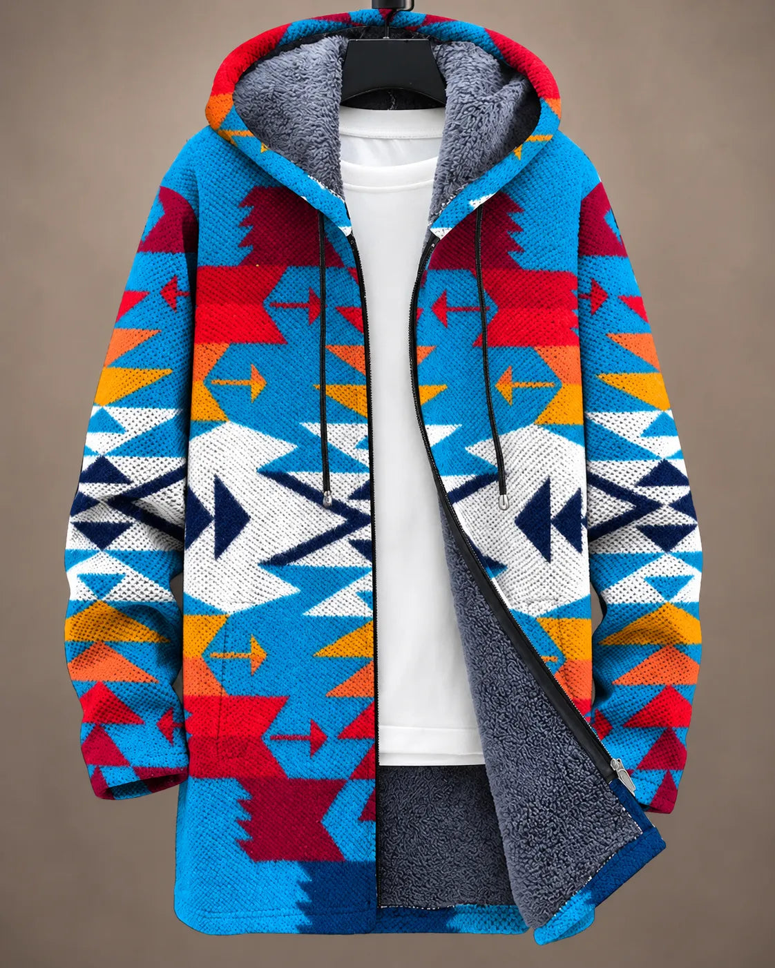 Talia Farbenfrohe Geometrische Kapuzenjacke