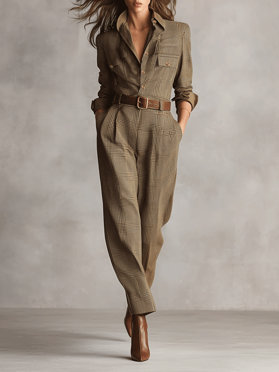 Célia | Brauner Jumpsuit mit raffinierten Details