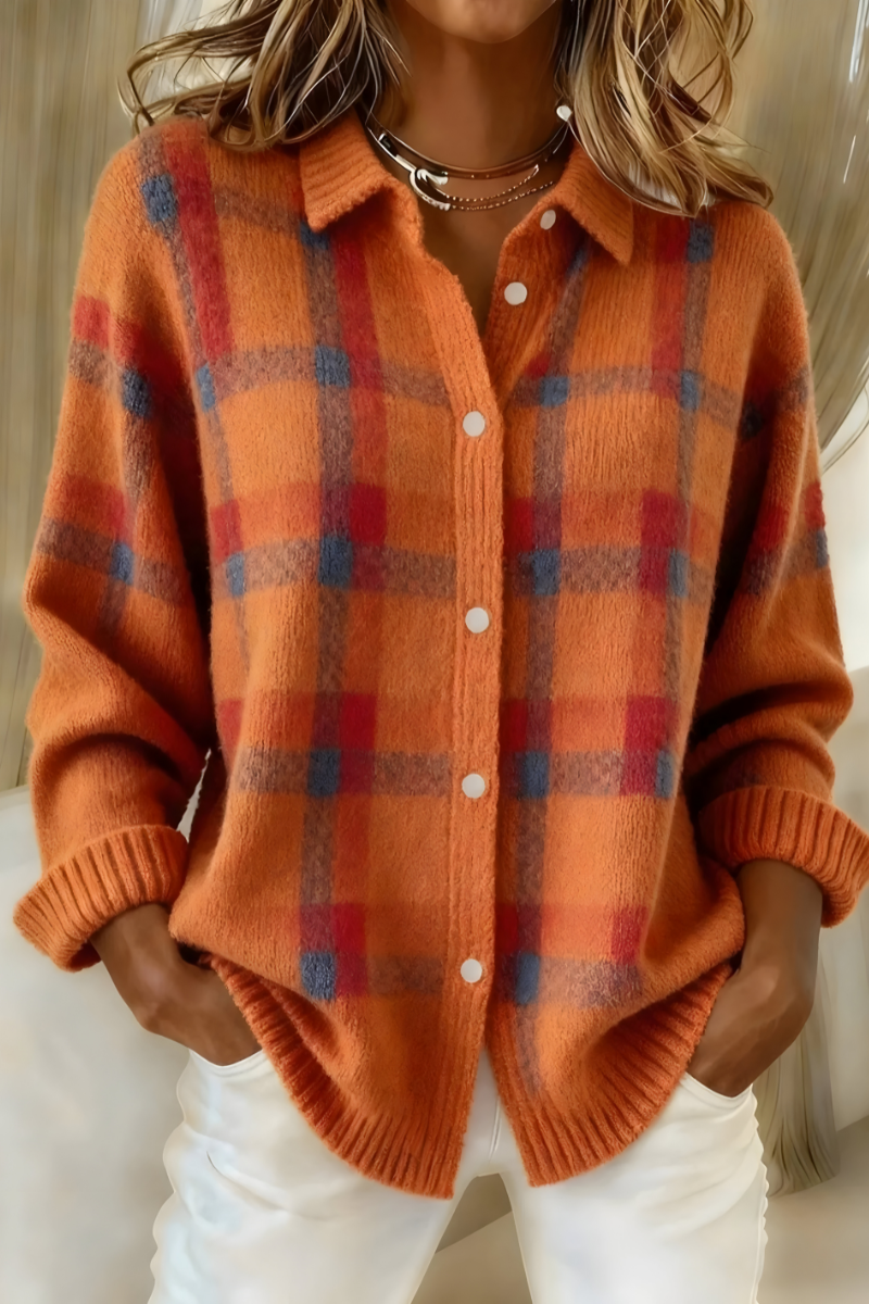 Candela | Karierte Strickjacke