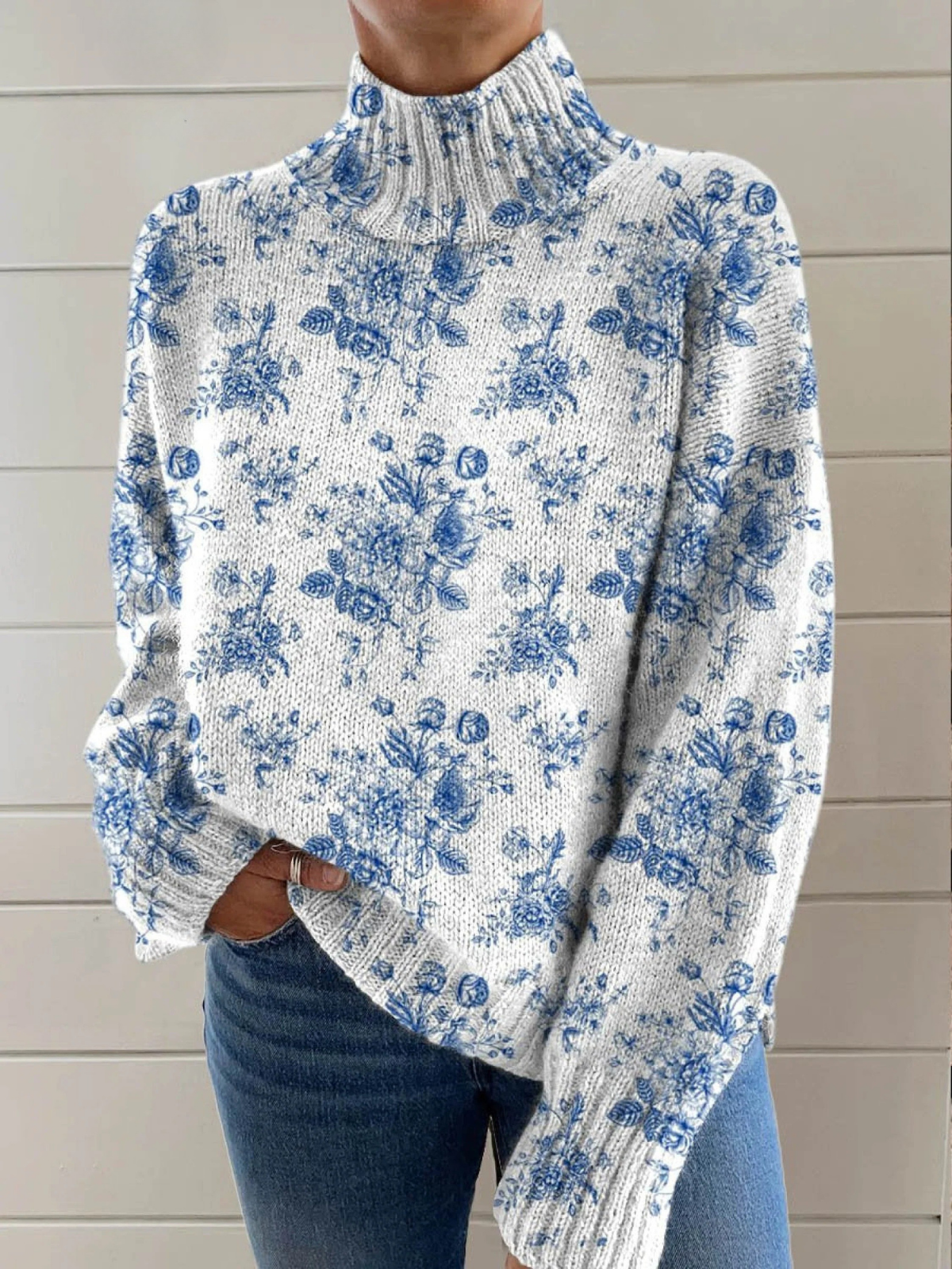 Ruby | Rollkragenpullover mit Blumenprint