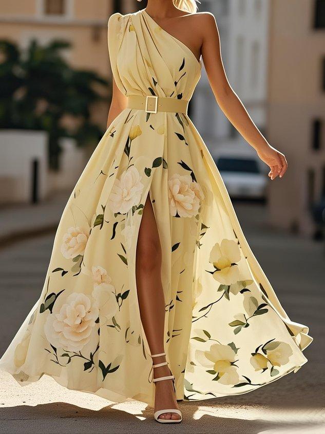 Julie | Chiffon Floral Chiffon Grün Chiffon Maxikleid