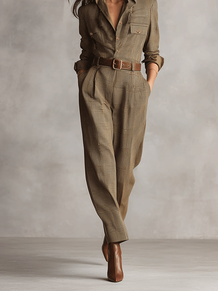 Célia | Brauner Jumpsuit mit raffinierten Details