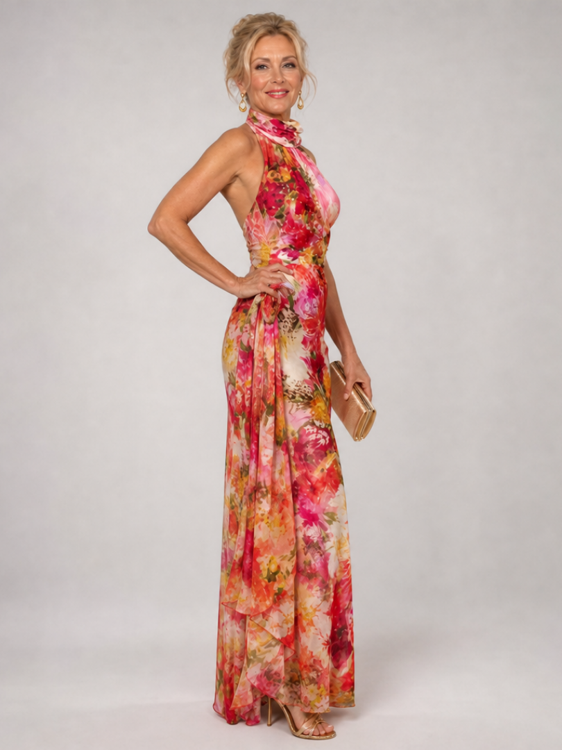 Elisabetta | Geblümtes Maxikleid mit Sweetheart-Ausschnitt