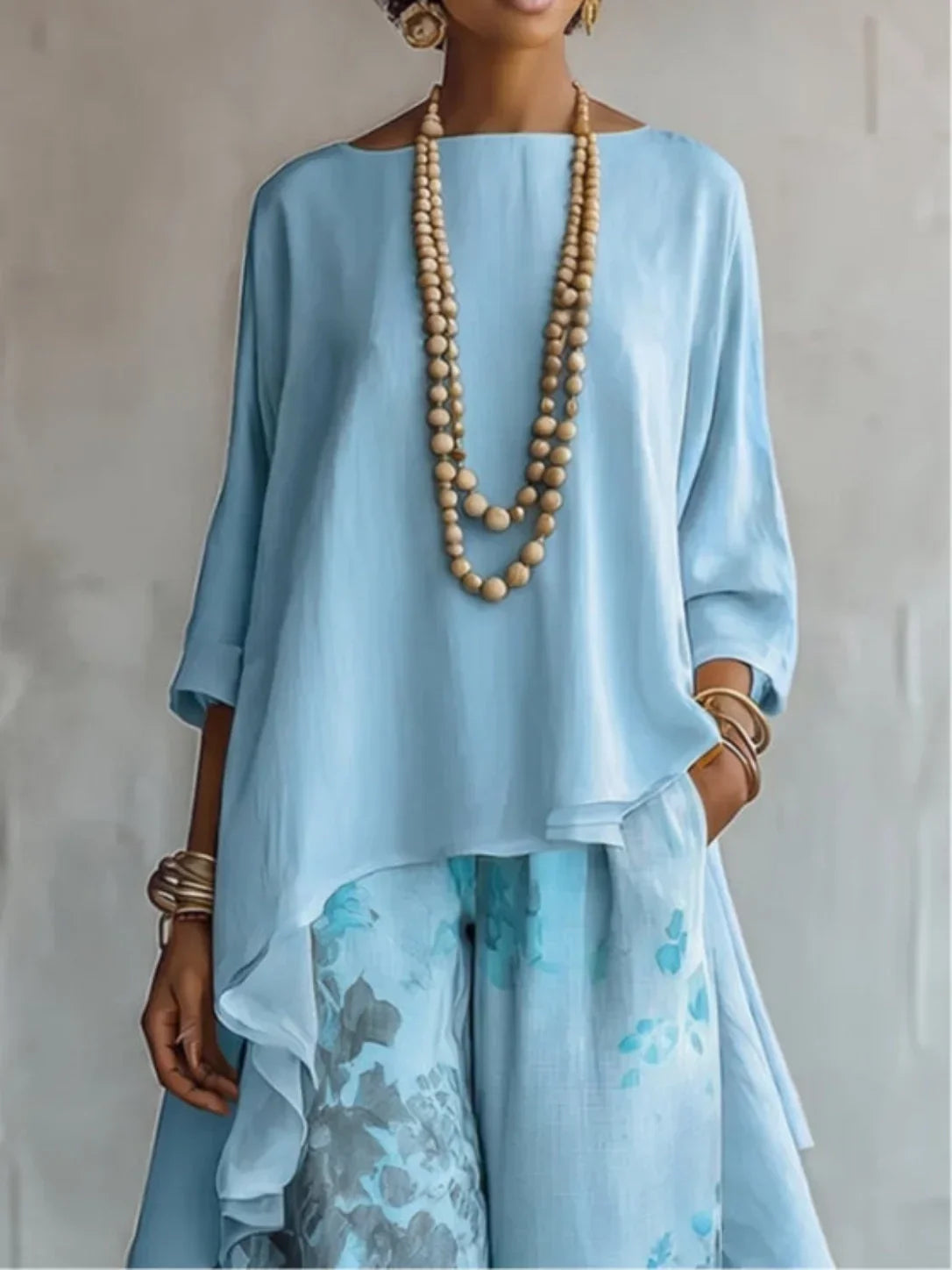Genf | Asymmetrisches, locker sitzendes Kleid mit Blumenmuster